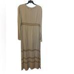 Johnny Was VTG  Collection Maxi Dress L Rayon Embroidered Boho Made in USA Tan Photo 3