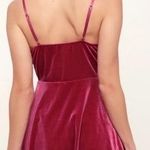 Lulus  Came To Dance Velvet Skater Dress Small Magenta Photo 1