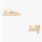 Kate Spade  Better Half Gold Script Stud Earrings NWT Photo 2