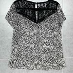 Maurice's Leopard Print Blouse Womens Large Gray Black Lace Short Sleeve Top Photo 1