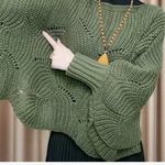 SheIn  Women’s Batwing Hollow Knit Pullover Shawl Sweater in Military Green Sz S Photo 1