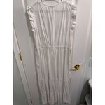 Sonoma  White Textured Swiss Dot Button Front Midi Dress Women XL Ruffle Sleeves Photo 2