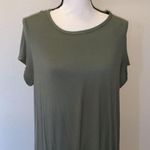Forever Rose army Green stretchy midi short sleeve shirt dress Size 1X Photo 1