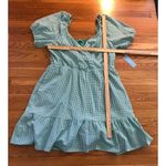 Draper James RSVP Puff-Sleeve Surplice Dress mint green & white Gingham Pockets Photo 6