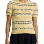 Ralph Lauren Lauren  Yellow Fair Isle Knit Puff Sleeve Sweater Top XL Preppy Photo 0