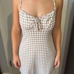 Moa Moa Boutique Plaid Mini Sundress Tan & Cream Size Medium Photo 0