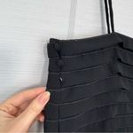 Liz Claiborne Black Pleated Cropped Tank Top Blouse Gold Thread Striped Size 12 Photo 2