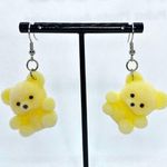 Fuzzy yellow teddy bear earrings Photo 0