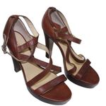 Ralph Lauren Lauren  Brown Strappy Platform Heels Sandals Womens Shoe Size 9M Photo 0