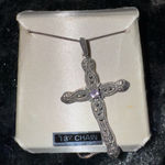 925 Sterling Silver Crystal Cross Pendant‎ Necklace Chain Womens Mens Jewelery Photo 0