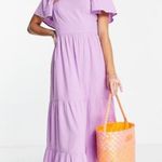 Miss Selfridge Lavender Purple Layered Ruffle Maxi Dress Size 4 Open Tie Back Photo 0