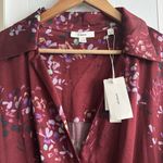 Vince Shirt Dress Womens 1X Floral Print Midi Tunic Forsythia Satin Tie Front Photo 6