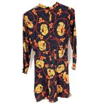 ZARA  70s High Neck Zip Long Sleeve Printed Flounce Tunic Short Stretch Dress Photo 6