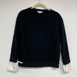 Carolina belle  Black Crew Neck Sweater w/ White Contrast Cuffs Womens XS Preppy Photo 0