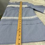 Banana Republic  medium Blue Linen White Lace Blouse Top Photo 9