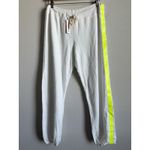 Sundry  Women's White Fleece Yellow Reflective Striped Sweatpants Size 3‎ NEW Photo 3
