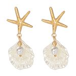 Gold‎ Starfish and Pearl Shell Faux Fashion Earrings. Gold Size undefined Photo 6