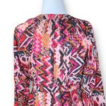 ZARA  Mini Dress Red Hot Pink Abstract Print Long Sleeve Drop Waist Ruffle XS Photo 5