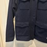 Eddie Bauer  Womens Navy Blue Knit Full‎ Zip Utility Jacket Large Sweater Fleece Photo 2