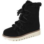 NWT ~ Black Faux Suede Fur Lined Lace Up Snow Boots ~ Women's Size 40 (9 Photo 0