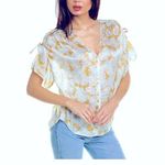 Vince  Women's Lotus Ruched Flutter SLV Blouse Photo 6