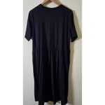 LOGO By Lori Goldstein LOGO Lori Goldstein Dress Black Knit Short Sleeve Midi Casual LP Large Petite Photo 2