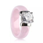 Boutique NEW 1 Carat Simulated‎ Diamond Pink Ceramic Ring, Size 7 Photo 0