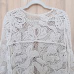 Womens Lace Crochet Cardigan Sz S Cream Floral Cottage Boho Shabby Chic Coquette Photo 4