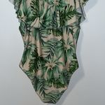 Gianni Bini One Piece Swimsuit Cream & Green Palm Print Off-Shoulder Ruffle XL Photo 8