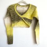 For Love & Lemons Celeste Twist Front Crop Sweater In Green Photo 6