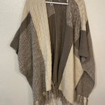 Knox Rose  Neutral Boho Knit Sweater Poncho Size Small Photo 0