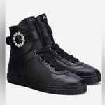 AGL Gemma High Black Leather Jewel Buckle High Top Sneakers 9 Photo 0