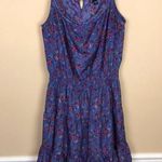 Gap Women’s Boho Cottagecore Floral Print Scoop Neck Blue Sleeveless Tier Dress Photo 0