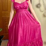 Lulus Hot Pink Maxi Dress Ruffle Sleeves Photo 2