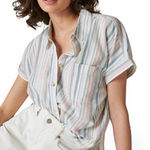 Lucky Brand  Women's Pastel Striped Button Down Workwear Shirt Size Large Photo 0