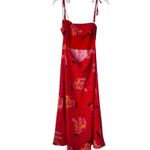 House Of Harlow‎ 1960 Smocked Retro Cutout BeadTassel Banana Print Midi Dress M Red Size M Photo 3