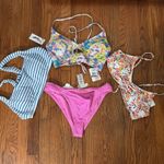 Jessica Simpson  Sunshine Stripe Retro Bikini Top Bluebell Stripe Size L NWT Photo 8