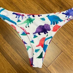 Zaful Colorful Dinosaur Print Cheeky High Waisted Bikini Bottoms White - Size S Photo 0