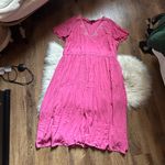 Lane Bryant Flutter Sleeve V-Neck Embroidered Midi Dress In Pink Photo 3