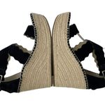 Marc Fisher Calita Black Suede Scalloped Crisscross Platform Espadrille Wedge 7M Photo 3