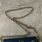 Carlos Falchi Crossbody Purse Flower Embellished Snakeskin Pattern Chain Strap Blue Photo 7