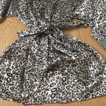 Frederick's of Hollywood Womens  Animal Print Satin Lace Robe Gray/Black Small Photo 2