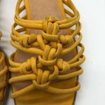 Madewell  Dakota Sandal Slides Block Heel Woven Leather Strappy Yellow Size 8 Photo 3