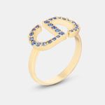 Christian Dior Petit CD Ring Gold-Finish Metal and Blue Crystals Size M Photo 0