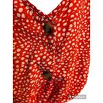 SheIn Large Buttoned Red Orange Tie Knot Top Photo 3