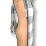 Victoria's Secret Victoria’s Secret Scarf Gray White Buffalo Plaid Crystal Embellish Logo Fringe Photo 3