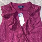 CHAPS Women's  Sleeveless Maroon Ruffle Tank Top Sz Medium Great summer blouse Photo 1