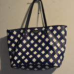 Kate Spade Navy and White Plaid Tote Photo 0