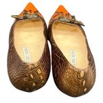 Luciano Padovan 37.5(7) Made in Italy Exotic Embossed Buckle Kitten Heels Brown Photo 3