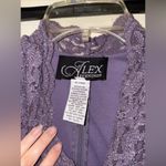Alex Evenings Blouse Top Purple Small Dressy Sparkle Black Waist Ribbon Belt Photo 3